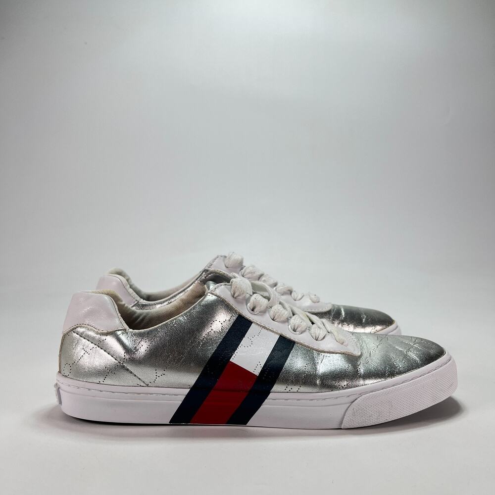 Tommy Hilfiger Twlaylee Silver Metallic Low Top Casual Sneakers Womens Size 7.5M